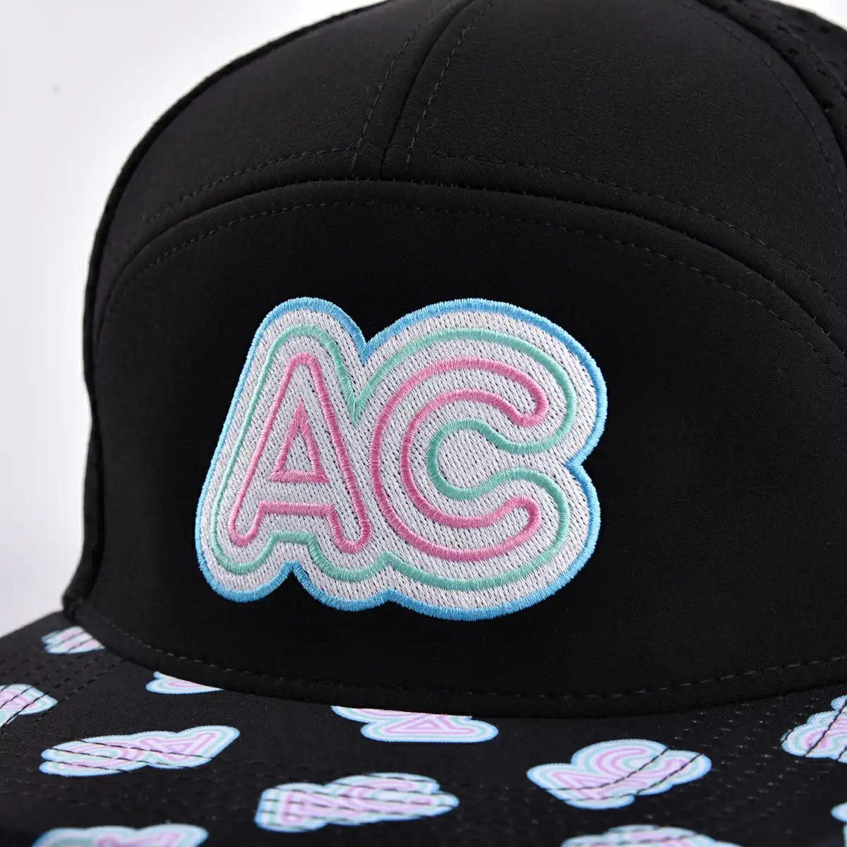 Aung Crown fashion trucker hat flat brim with flat embroidery letters on the front panel KN2102073 Aung Crown fashion trucker hat flat brim with flat embroidery letters on the front panel KN2102073