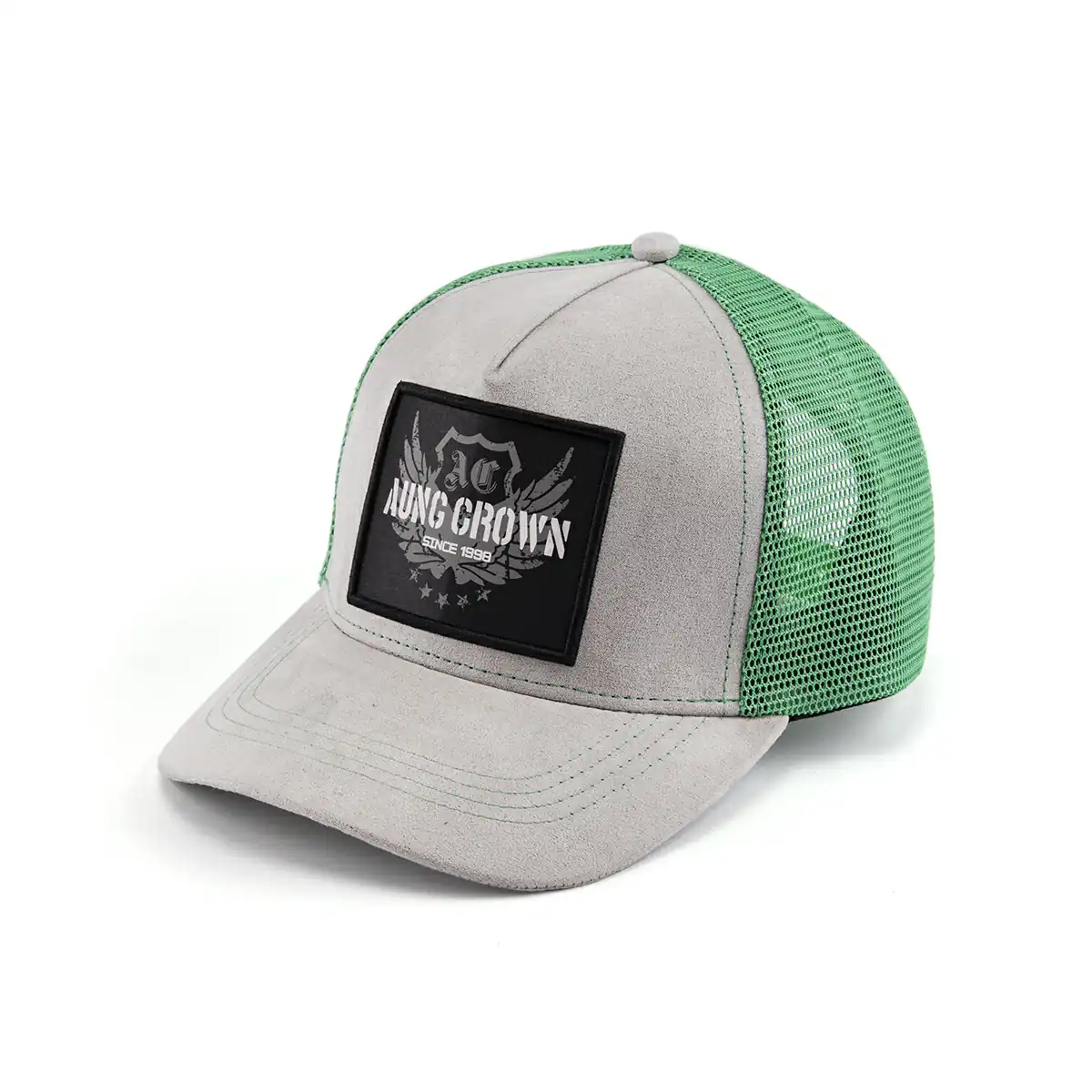 Aung Crown gray-green youth trucker hat for outdoors SFA-210415-2 Aung Crown gray-green youth trucker hat for outdoors SFA-210415-2