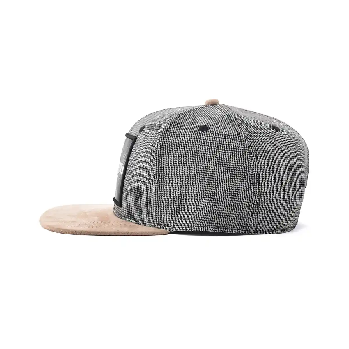 Aung Crown gray suede snapback hat with a khaki flat brim KN2102045 Aung Crown gray suede snapback hat with a khaki flat brim KN2102045