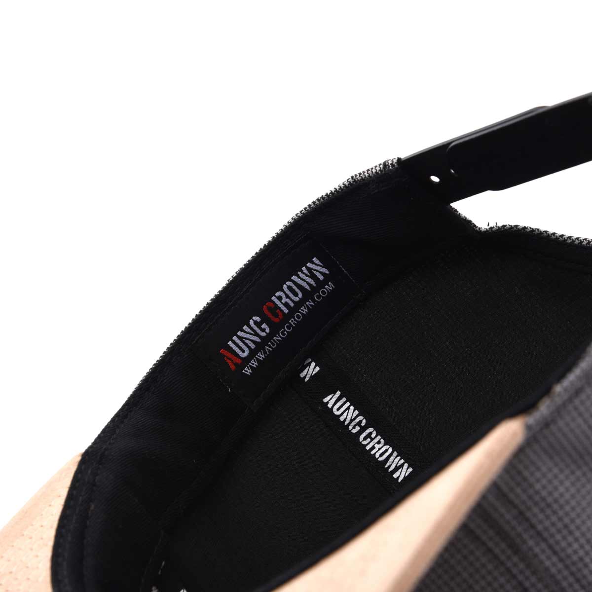 Aung Crown gray suede snapback hat with an inner label on the sweatband KN2102045 Aung Crown gray suede snapback hat with an inner label on the sweatband KN2102045