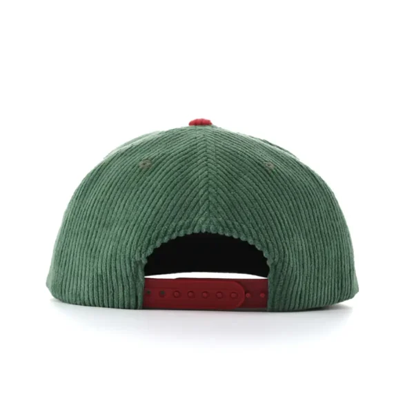 Aung Crown green snapback flat cap with a red plastic snap clsoure at the back SFA-210401-1