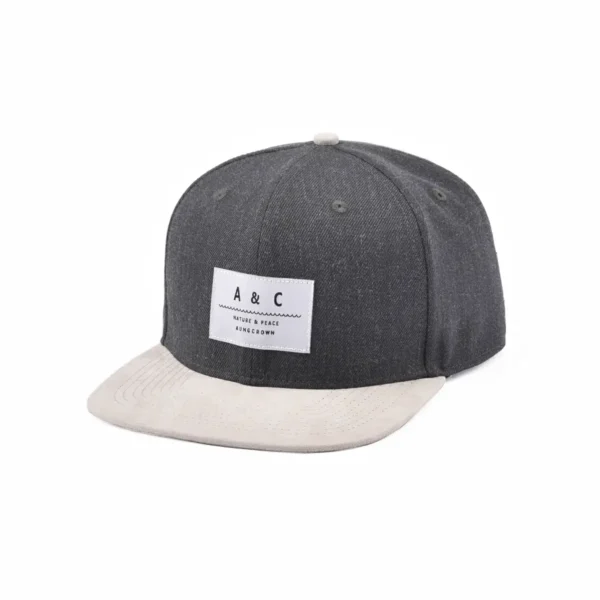 Aung Crown grey and white snapback hat with a white flat brim ACNA2011127