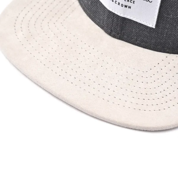 Aung Crown grey and white snapback hat with a white flat brim on the front ACNA2011127