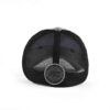 Aung Crown grey fitted embroidered trucker hat with a patch on the back KN2012122