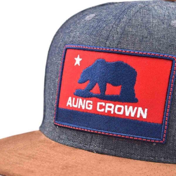 Aung Crown grey snapback hat with a flat embroidery applique at the front ACNA2011125