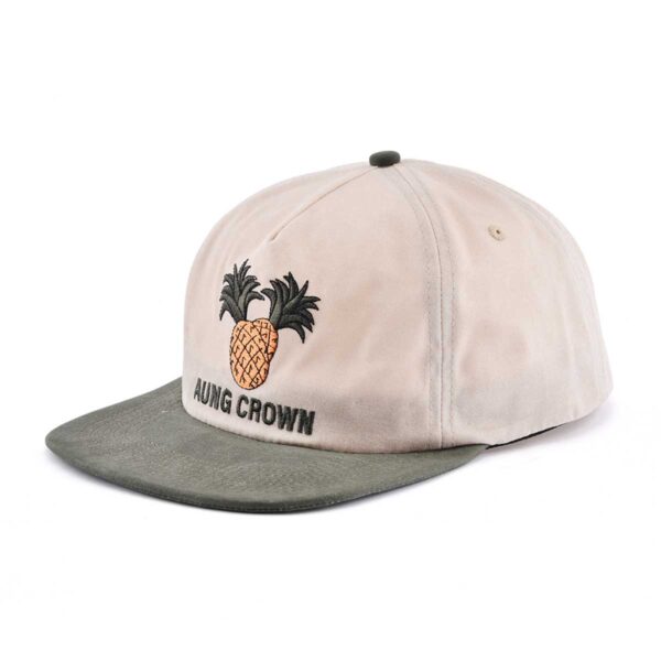 Aung Crown khaki snapback hat with a soft flat brim KN2103013