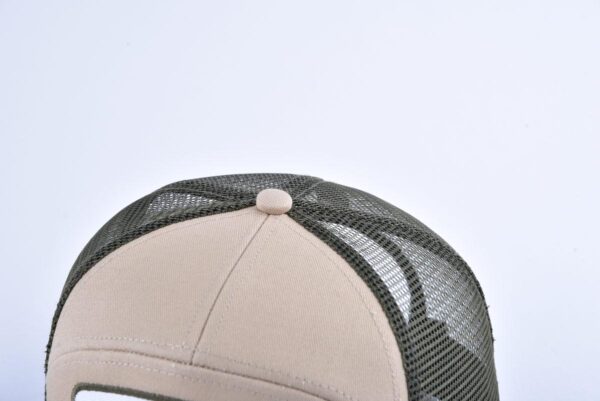 Aung Crown men's 7 panel trucker hat with a top button on the crown ACNA2011124