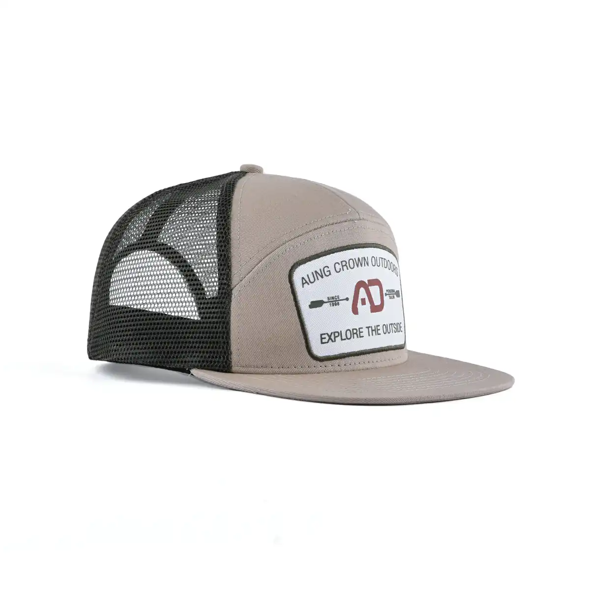 Aung Crown men's 7 panel trucket hat at the side angle view ACNA2011124 Aung Crown men's 7 panel trucket hat at the side angle view ACNA2011124