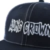 Aung Crown men's black flat brim trucker hat with flat embroidery letters on the front KN2012111