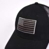 Aung Crown men's black trucker hat with a flat embroidery applqiue at the front KN2101281