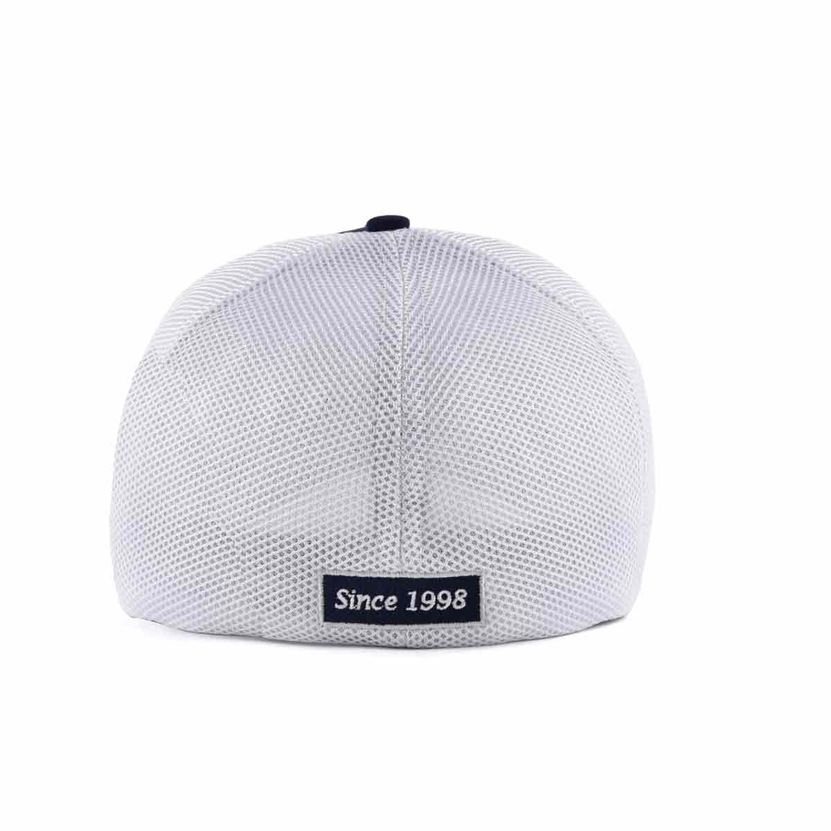 Aung Crown men's fitted white and blue trucker hat with a embroidery applique KN2012121 Aung Crown men's fitted white and blue trucker hat with a embroidery applique KN2012121