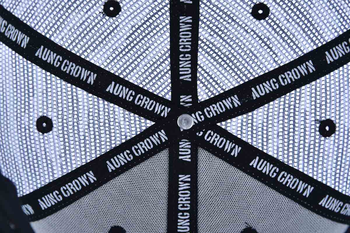 Aung Crown men's flat brim trucker hat at the inner crown view KN2012111 Aung Crown men's flat brim trucker hat at the inner crown view KN2012111