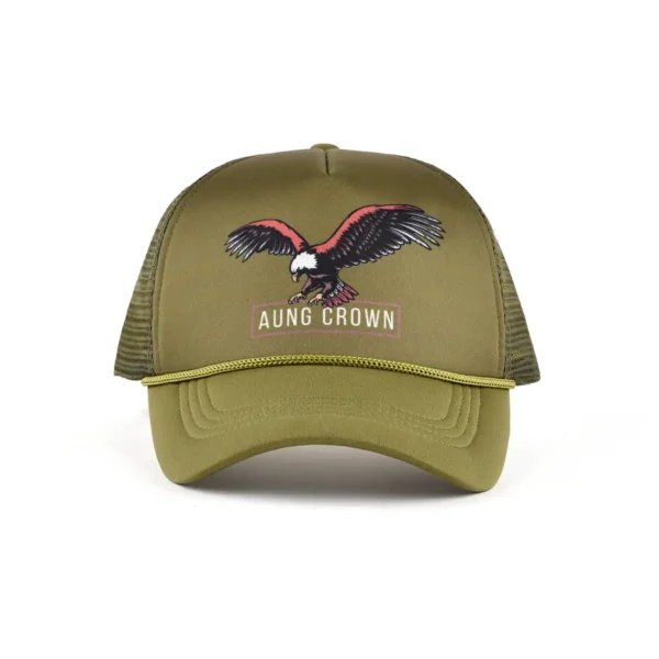 Aung Crown men's green trucker hat for outdoors with a curved brim AC201024-80