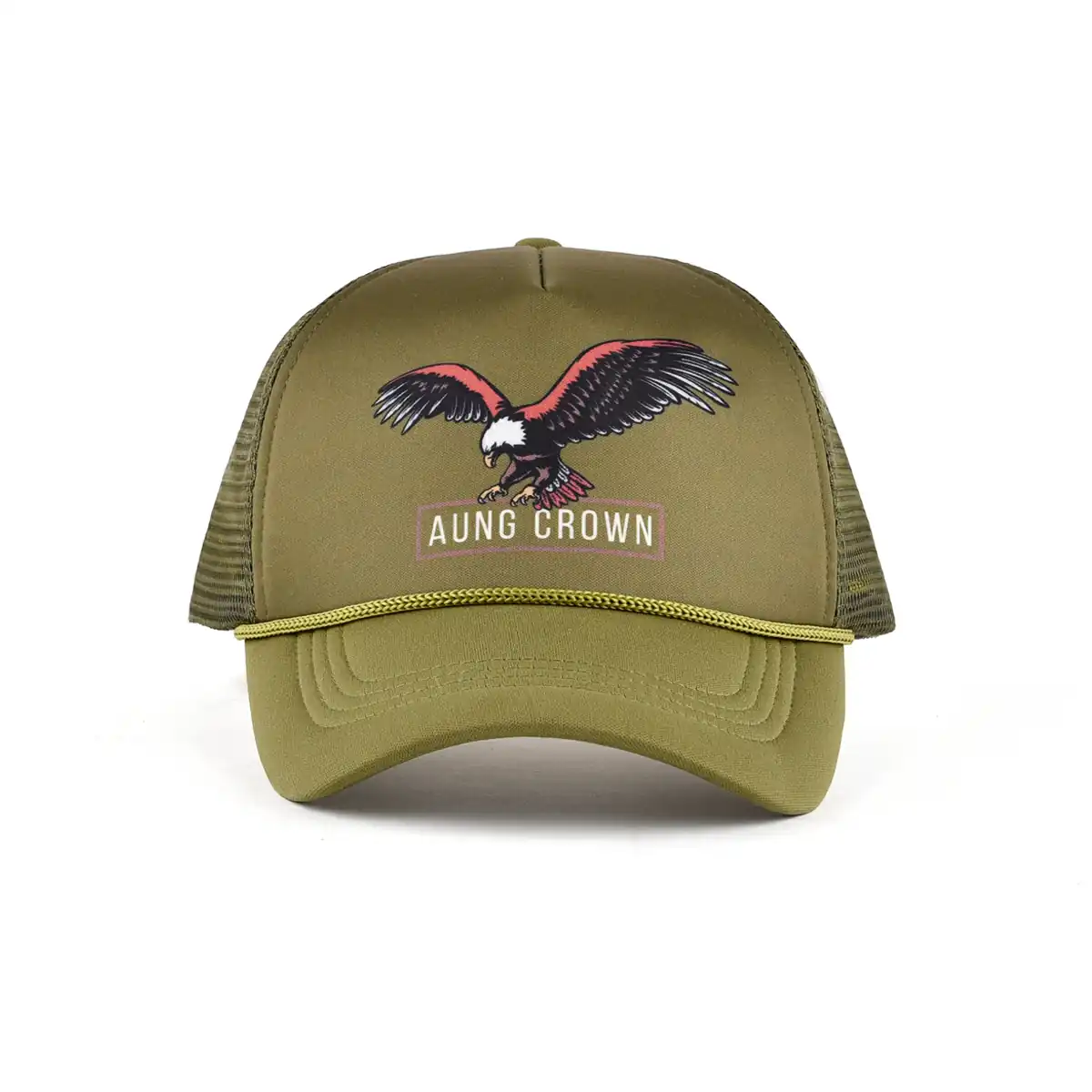 Aung Crown men's green trucker hat for outdoors with a curved brim AC201024-80 Aung Crown men's green trucker hat for outdoors with a curved brim AC201024-80