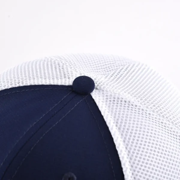 Aung Crown men's white and blue trucker hat with a blue top button KN2012121