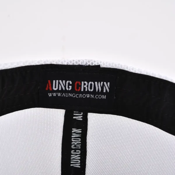 Aung Crown men's white and blue trucker hat with an inner label on the sweatband KN2012121