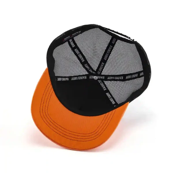 Aung Crown orange-black youth trucker hat at the inner view SFA-210415-2