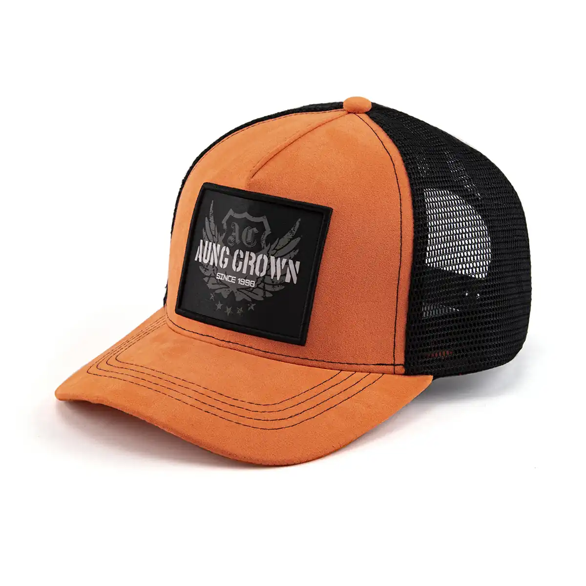 Aung Crown orange-black youth trucker hat for outdoors SFA-210415-2 Aung Crown orange-black youth trucker hat for outdoors SFA-210415-2