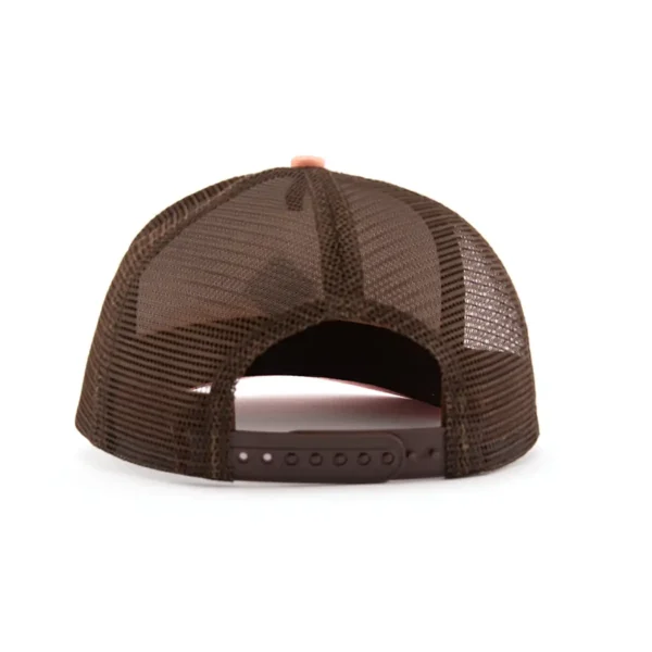 Aung Crown outdoor brown trucker hat with a brown plastic snap and a brown mesh back KN2103043