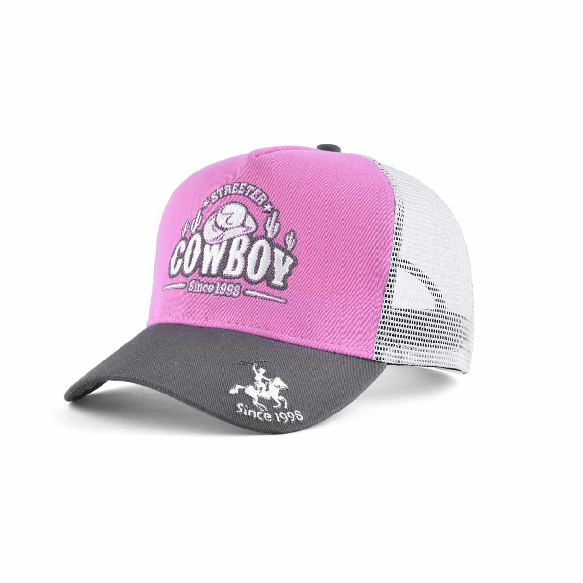 Aung Crown pink-white-grey custom embroidery trucker hat for women and men KN2012103