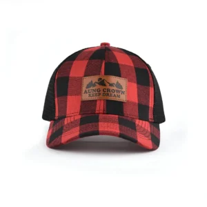 Aung Crown plaid red and black trucker for women and men KN2012072