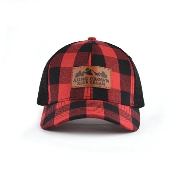 Aung Crown plaid red and black trucker for women and men KN2012072