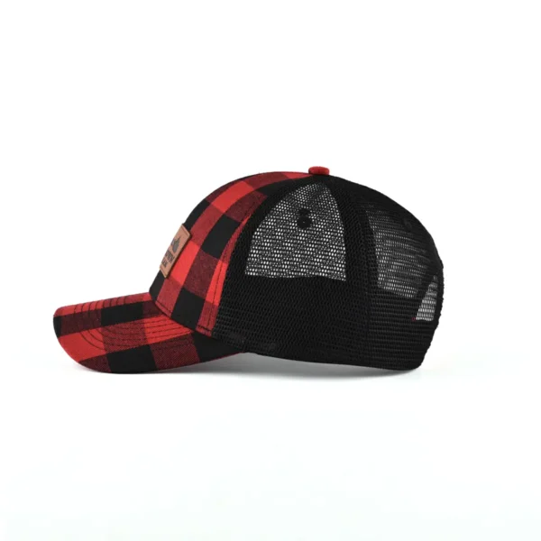 Aung Crown plaid red and black trucker hat for outdoors KN2012072