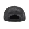 Aung Crown plain black snapback hat with a black plastic snap closure ACNA2011126