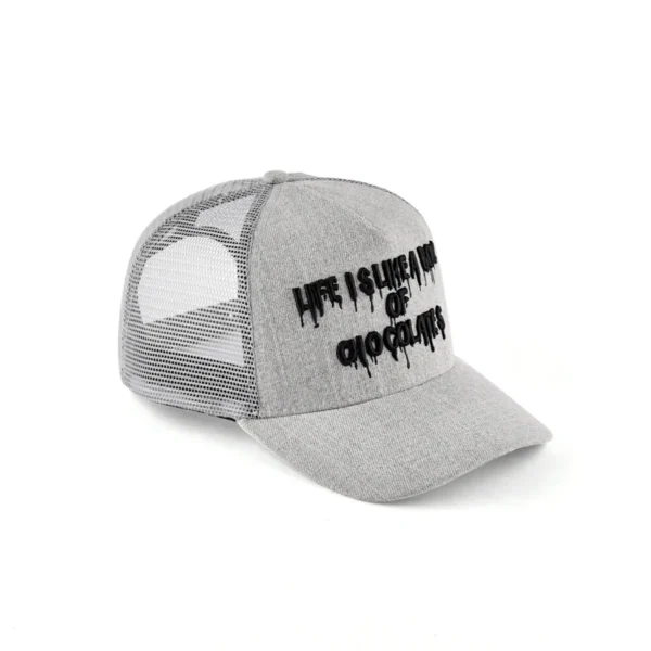 Aung Crown unisex 5-panel gray trucker hat with a gray curved brim ACNA2011122