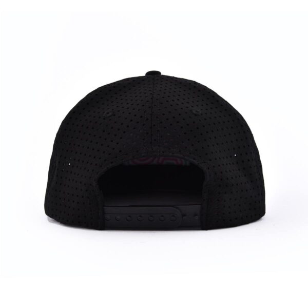 Aung Crown unisex trucker hat flat brim with a black plastic snap and a laser-hole back KN2102073