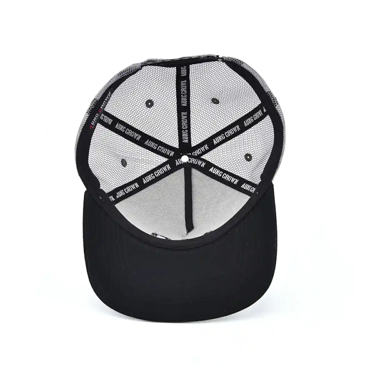 Aung Crown unisex white and black trucker hat at the inner veiw side KN2103033 Aung Crown unisex white and black trucker hat at the inner veiw side KN2103033