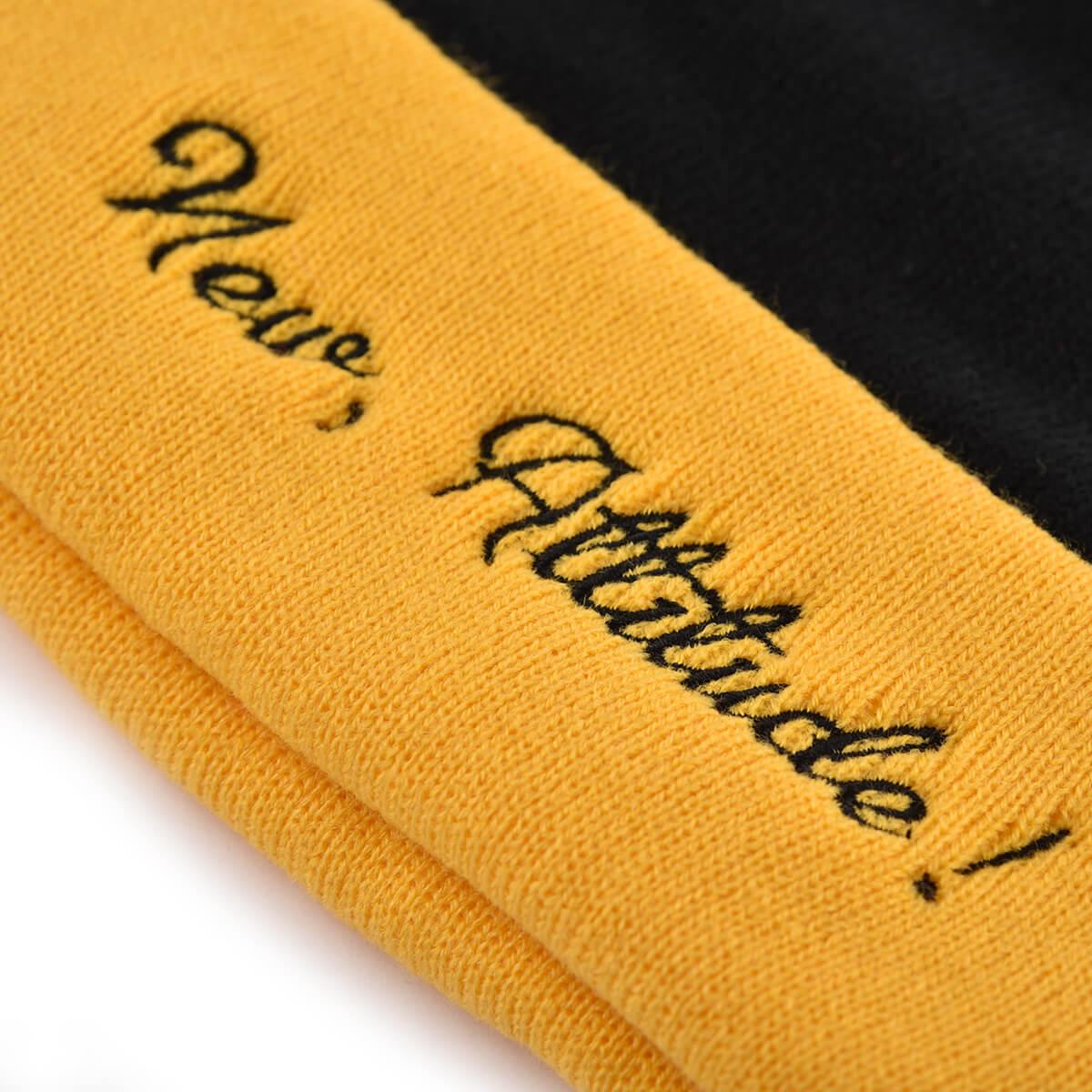 beanie embroidery  patchwork cuffed knitted hat beanie embroidery patchwork cuffed knitted hat