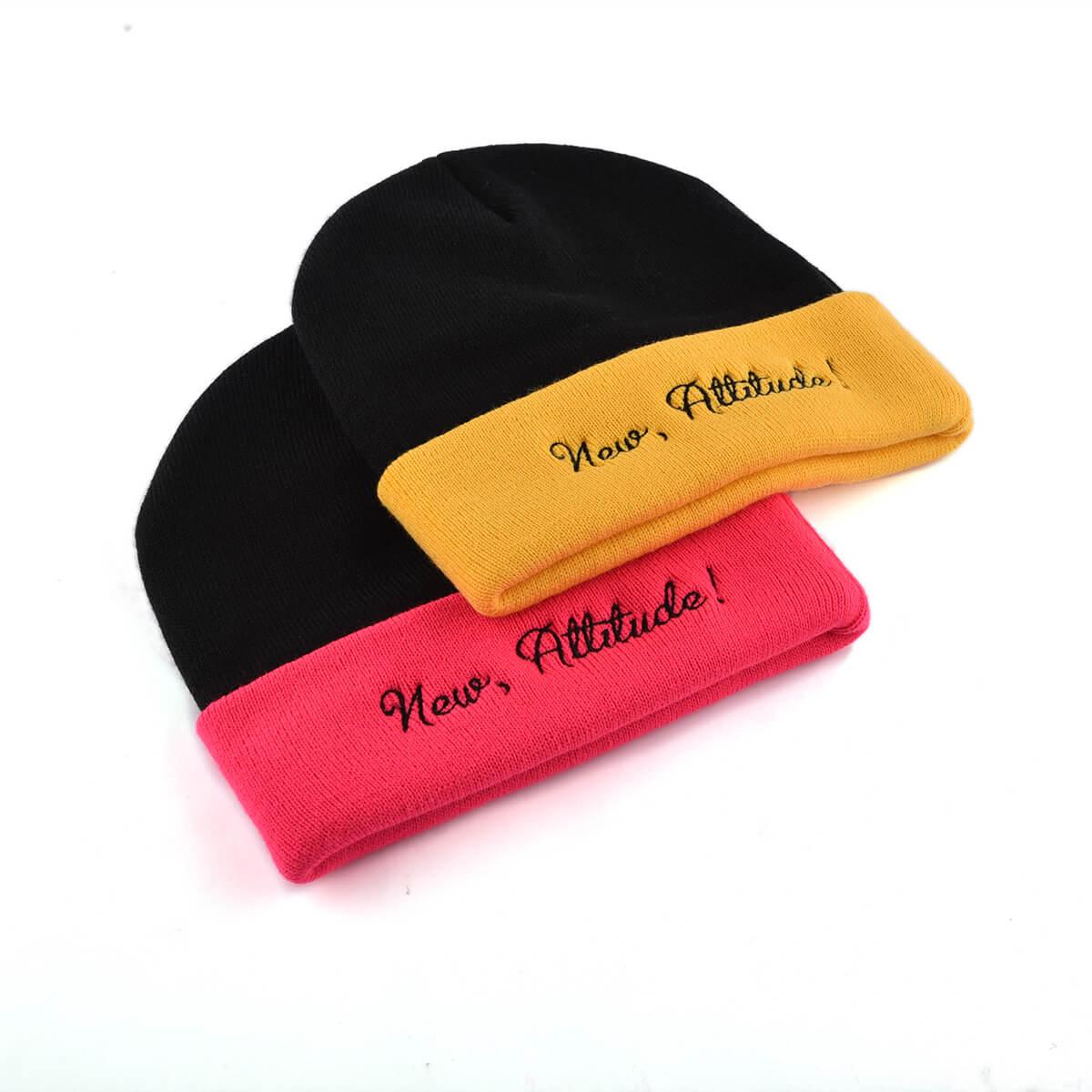 beanie embroidery patchwork cuffed knitted hat beanie embroidery patchwork cuffed knitted hat
