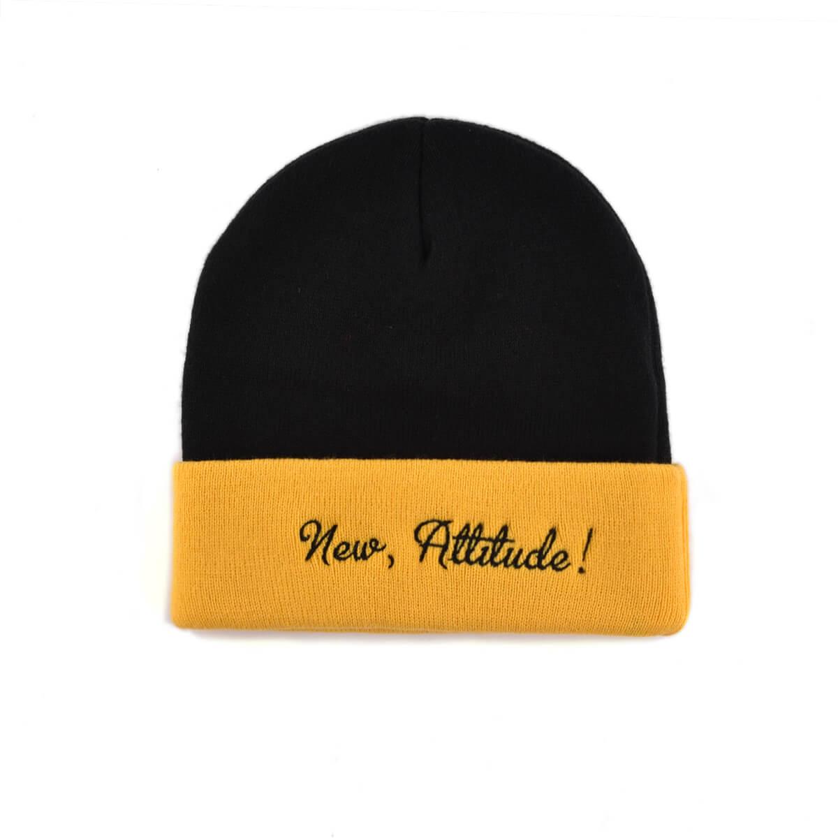 patchwork cuffed knitted hat beanie embroidery patchwork cuffed knitted hat