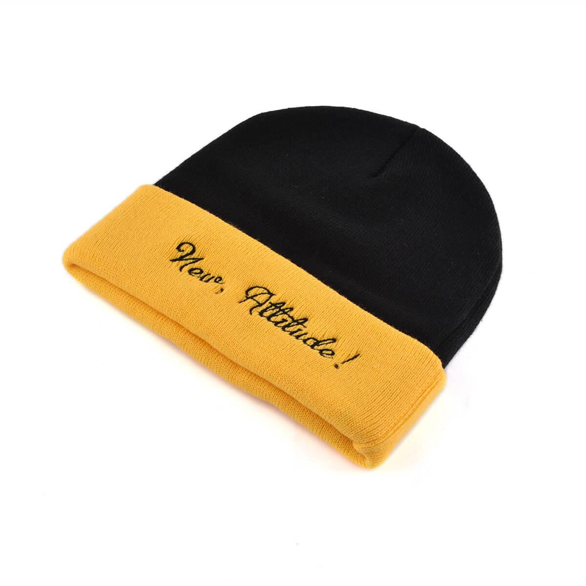patchwork cuffed knitted hat beanie embroidery patchwork cuffed knitted hat
