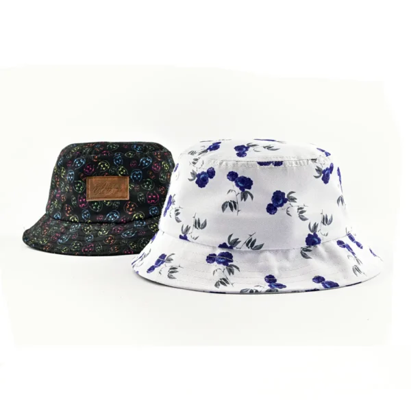 Aung Crown digital printing kid bucket hats in black or white KN2102191-3