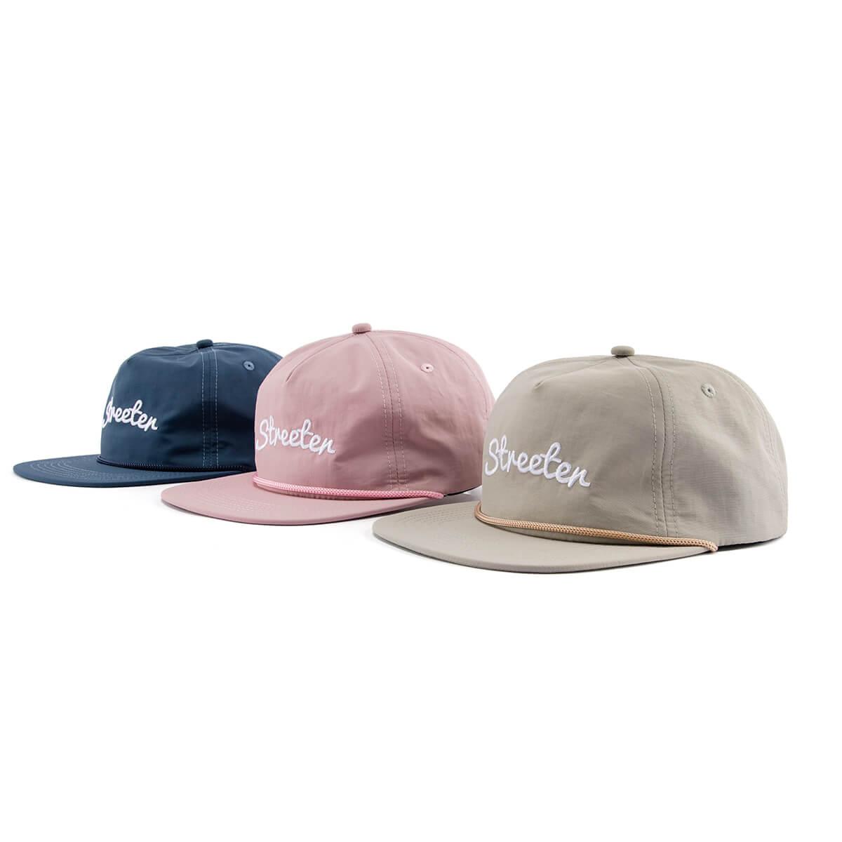 Streeter waterproof kid snapback hats with rope available in dark blue, pink, khaki KN2102202