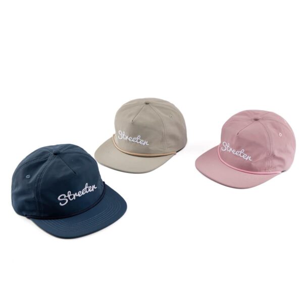 Streeter plain waterproof kid snapback hats with rope in dark blue, pink, khaki KN2102202