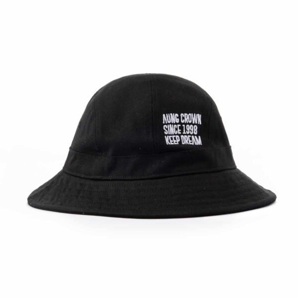 Aung Crown black sun bucket hat with black flat embroidery letters KN2103123