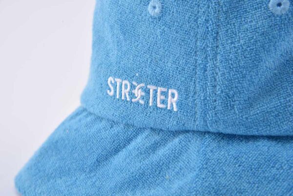 Streeter blue terry bucket hat with flat embroidery letters on the side KN2103021