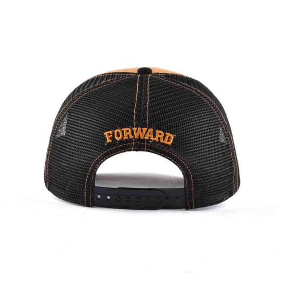 Streeter black-brown trucker hat with flat embroidery letters and a black plastic snap closure on the back KN2012093