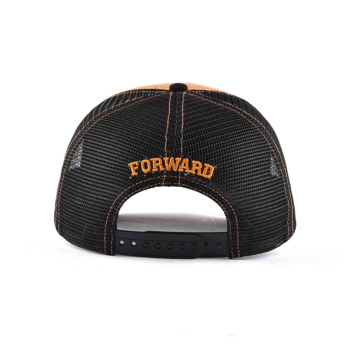 Streeter black-brown trucker hat with flat embroidery letters and a black plastic snap closure on the back KN2012093 Streeter black-brown trucker hat with flat embroidery letters and a black plastic snap closure on the back KN2012093