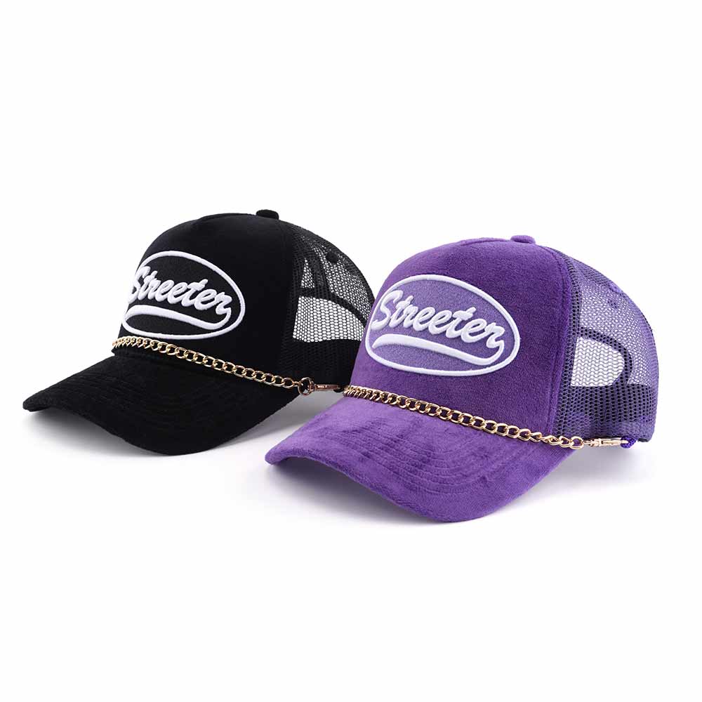 Streeter black or purple casual mesh trucker hat for women and men KN2102051