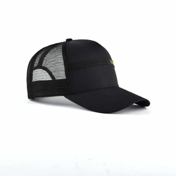 Streeter black trucker hat mens with a mesh crown KN20112503