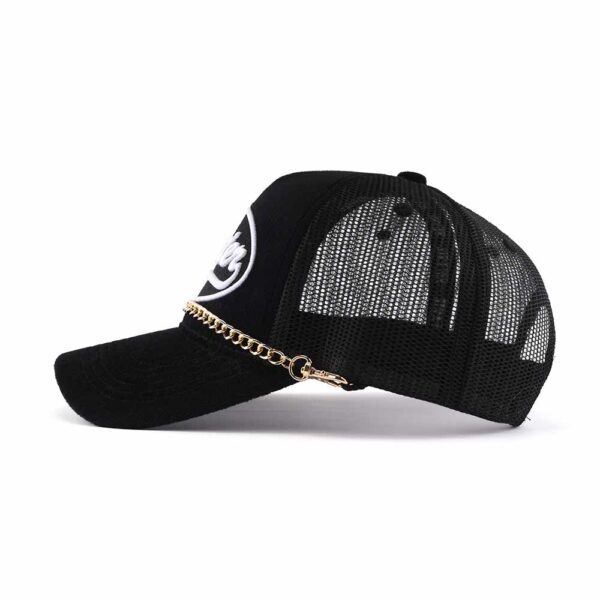 Streeter black unisex mesh trucker hat at the horizontal view KN2102051