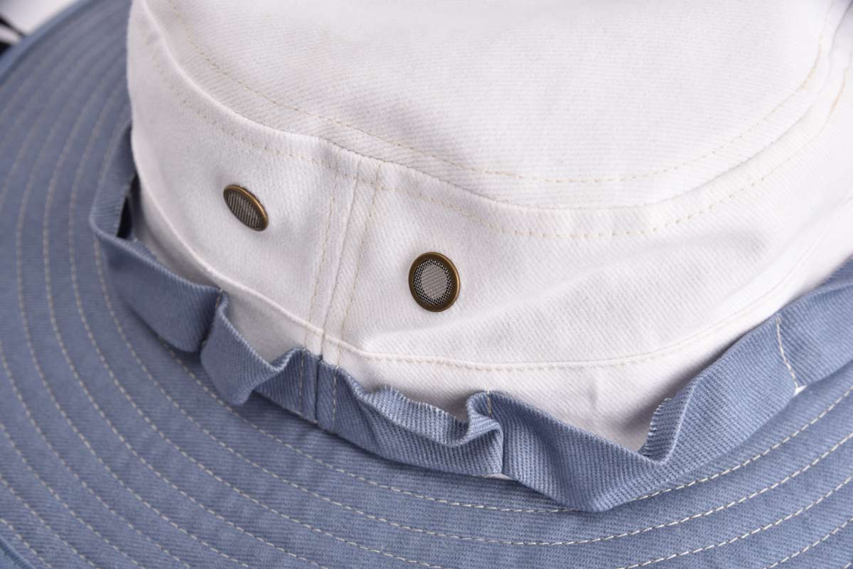 Streeter bucket hat with string with metal eyelets and decorative ruffles KN2101081 Streeter bucket hat with string with metal eyelets and decorative ruffles KN2101081