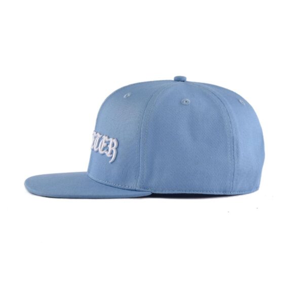 Streeter fashion light blue snapback hat with a dlat brim KN2012252