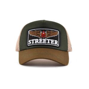 Streeter green-brown trucket hat for men with a curved brim KN2012093