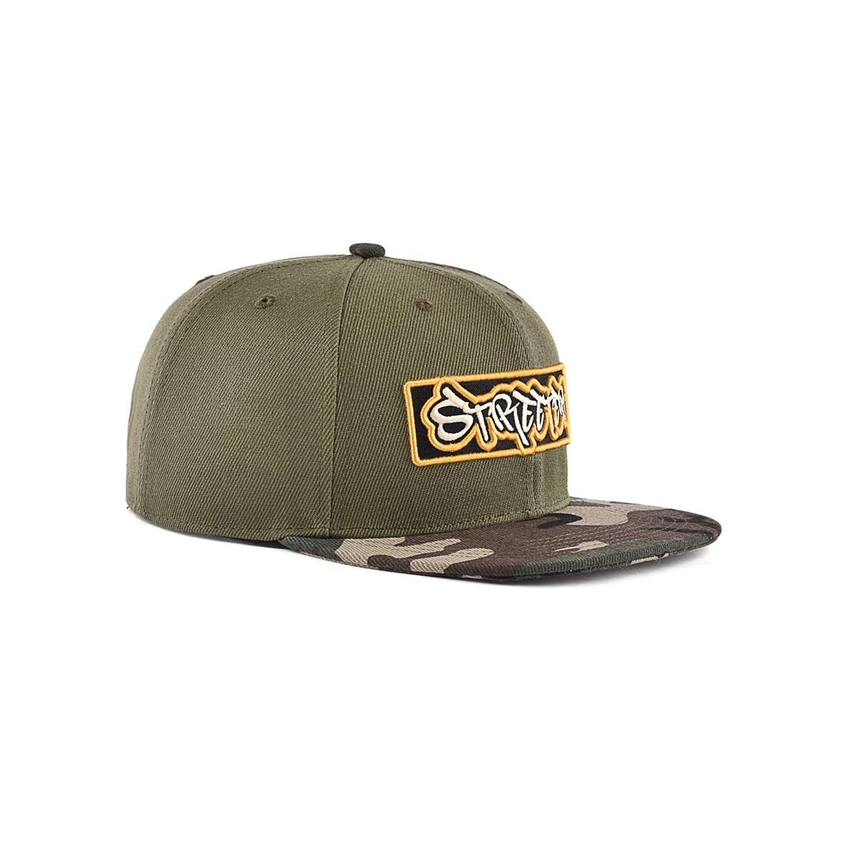 Streeter men's casual olive green snapback hat with a camo flat brim KN2012241 Streeter men's casual olive green snapback hat with a camo flat brim KN2012241