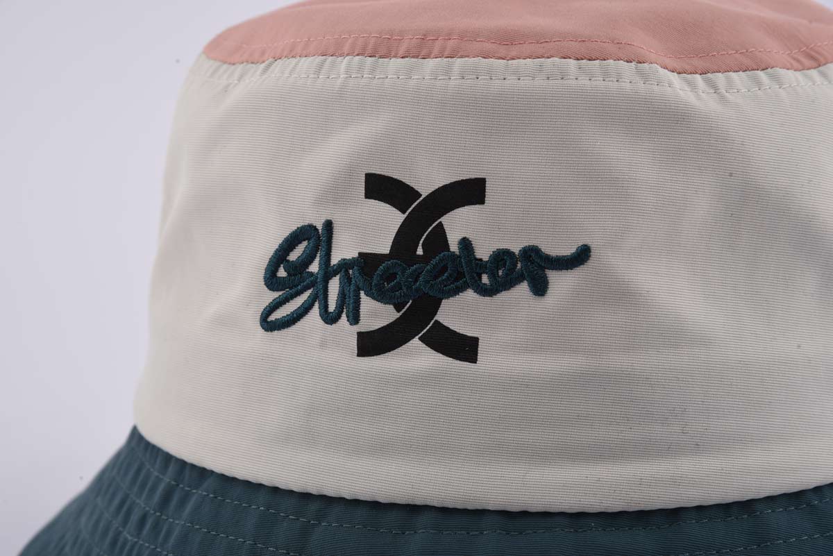 Streeter nylon bucket hat with flat embroidery letters and screen printing letters on the front SFG-210311-3